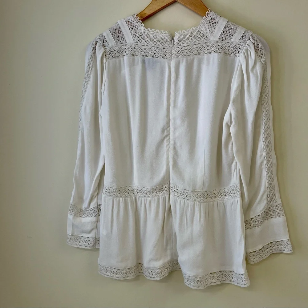 J. Crew Point Sure Cream Lace Top 100% Cotton Size 2